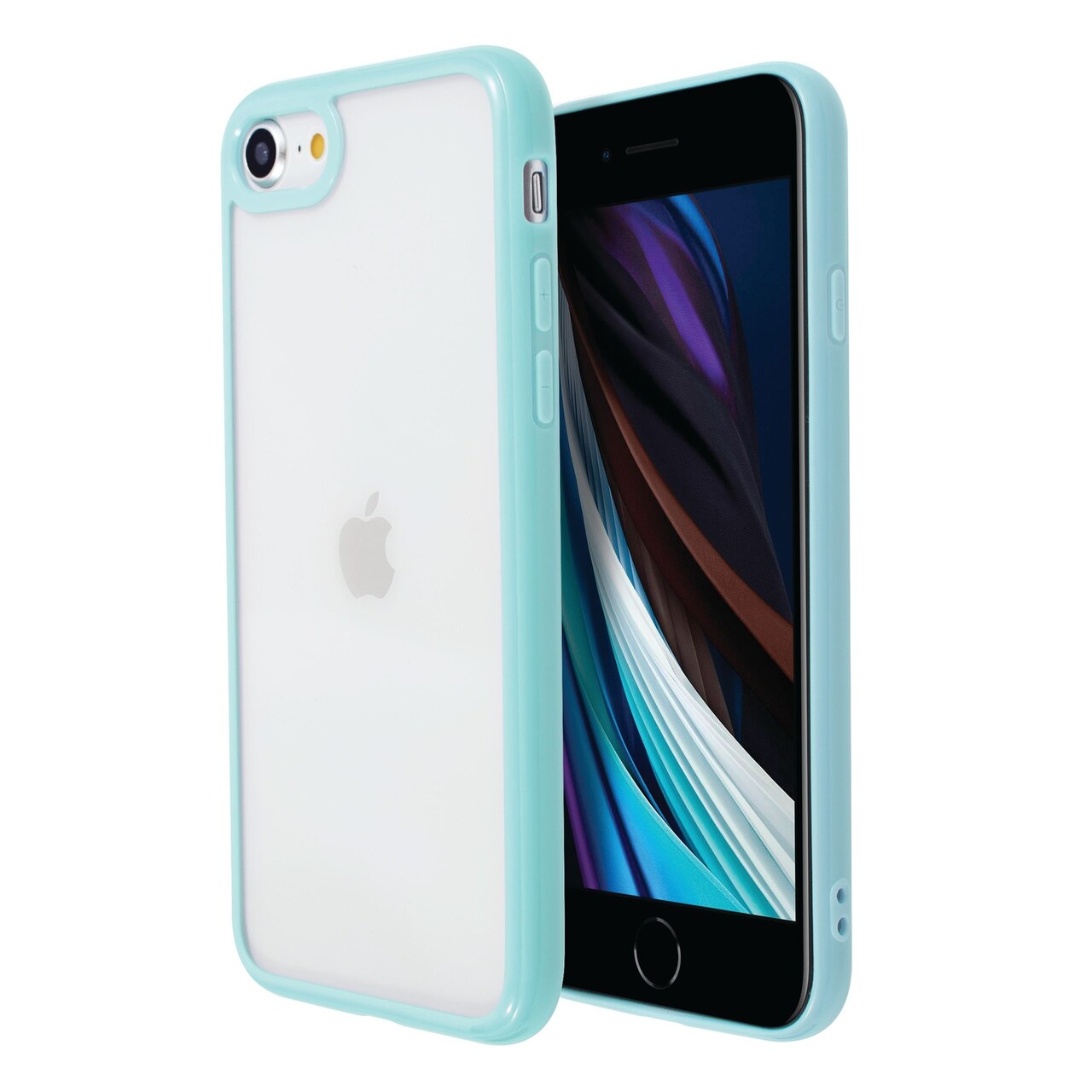 Crystal Clear Case For iPhone SE 2020 (2nd Gen), Color Raised Edge Ultra Thin Slim Shell Protective Cover Blue Bumper, by Insten